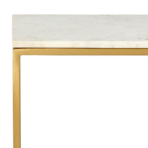 Safavieh Kenna Marble Console Table - Glamorous Gold Frame & White Marble Shelves For Modern Interiors CNS3701A