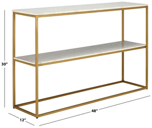 Safavieh Kenna Marble Console Table - Glamorous Gold Frame & White Marble Shelves For Modern Interiors CNS3701A