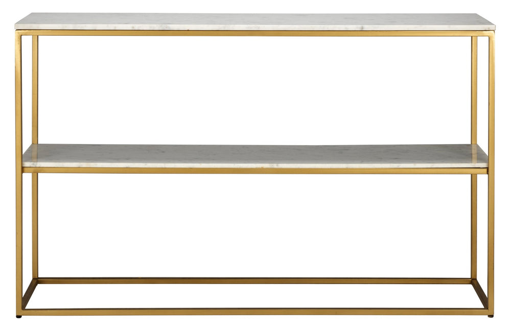 Safavieh Kenna Marble Console Table - Glamorous Gold Frame & White Marble Shelves For Modern Interiors CNS3701A