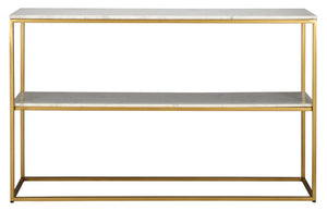 Safavieh Kenna Marble Console Table - Glamorous Gold Frame & White Marble Shelves For Modern Interiors CNS3701A