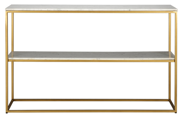Safavieh Kenna Marble Console Table - Glamorous Gold Frame & White Marble Shelves For Modern Interiors CNS3701A