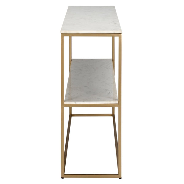 Safavieh Kenna Marble Console Table - Glamorous Gold Frame & White Marble Shelves For Modern Interiors CNS3701A