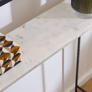 Safavieh Cale Marble Console Table - Sleek White Top & Gold Frame, Perfect For Small Spaces & Entryways CNS3703A