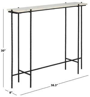 Safavieh Cale Marble Console Table - Sleek White Top & Gold Frame, Perfect For Small Spaces & Entryways CNS3703A