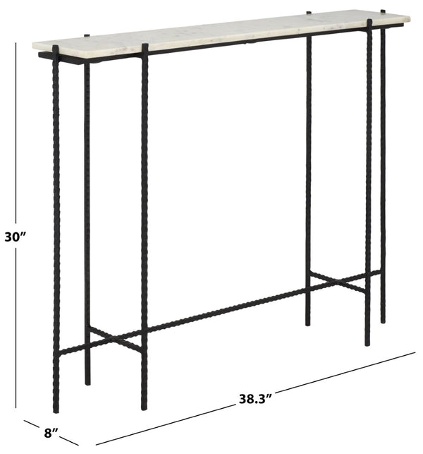 Safavieh Cale Marble Console Table - Sleek White Top & Gold Frame, Perfect For Small Spaces & Entryways CNS3703A