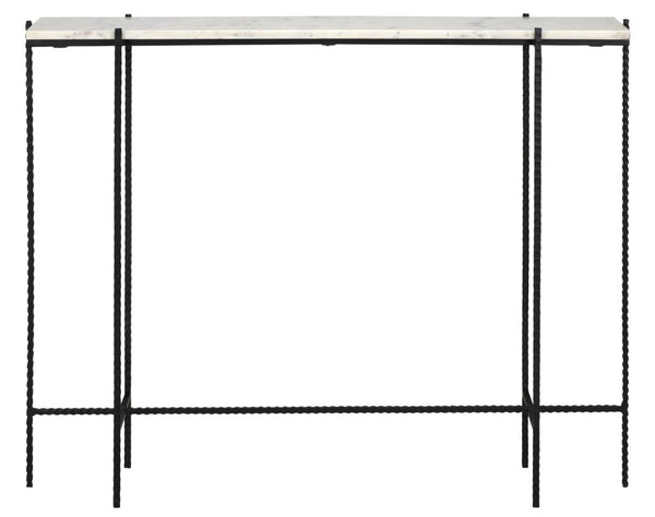 Safavieh Cale Marble Console Table - Sleek White Top & Gold Frame, Perfect For Small Spaces & Entryways CNS3703A