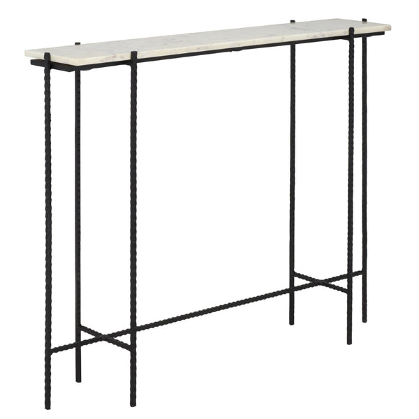 Safavieh Cale Marble Console Table - Sleek White Top & Gold Frame, Perfect For Small Spaces & Entryways CNS3703A