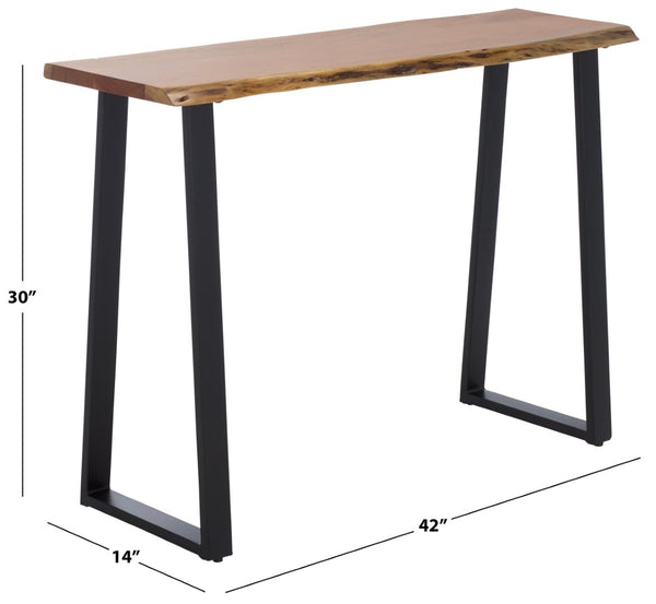 Safavieh Adella Console Table - Modern Rustic Entryway Accent With Solid Acacia Wood And Black Metal Base CNS3704A