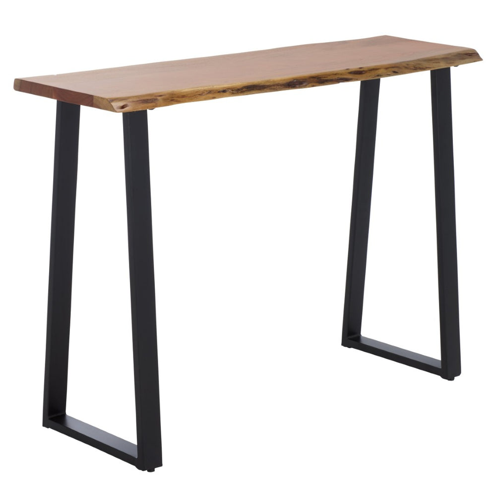 Safavieh Adella Console Table - Modern Rustic Entryway Accent With Solid Acacia Wood And Black Metal Base CNS3704A