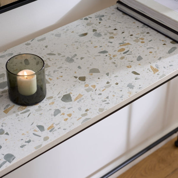 Safavieh Amelina Console Table - Modern Grey Terrazzo Top With Sleek Black Metal Base For Stylish Interiors CNS3705A
