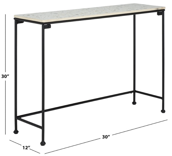 Safavieh Amelina Console Table - Modern Grey Terrazzo Top With Sleek Black Metal Base For Stylish Interiors CNS3705A