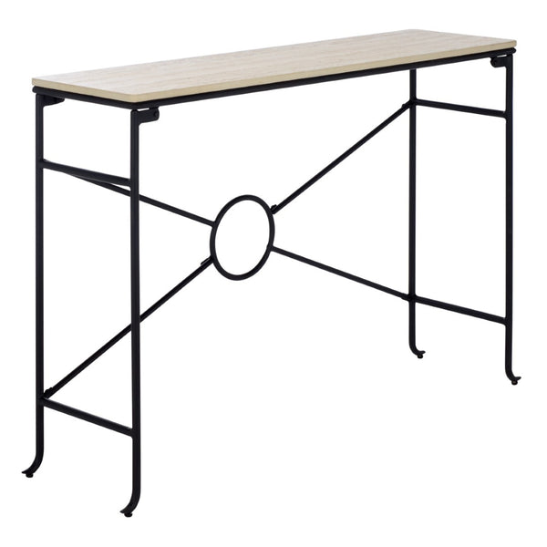 Safavieh Lenin Console Table - Modern Minimalist Faux Travertine Accent For Entryways & Living Spaces CNS3706A