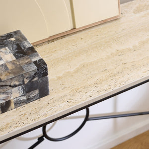 Safavieh Lenin Console Table - Modern Minimalist Faux Travertine Accent For Entryways & Living Spaces CNS3706A
