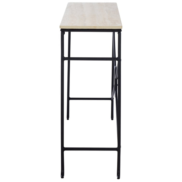 Safavieh Lenin Console Table - Modern Minimalist Faux Travertine Accent For Entryways & Living Spaces CNS3706A