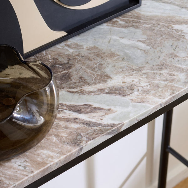 Safavieh Frederick Marble Console Table – Sleek, Contemporary Design With Unique Marble Top & Metal Base CNS3707A