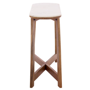 Shina Oval Console Table With Marble Top And Solid Wood Base, Sleek Oval Silhouette For Entryways