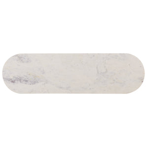 Shina Oval Console Table With Marble Top And Solid Wood Base, Sleek Oval Silhouette For Entryways