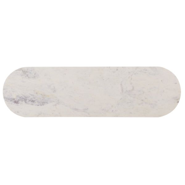 Shina Oval Console Table With Marble Top And Solid Wood Base, Sleek Oval Silhouette For Entryways