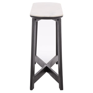 Shina Oval Console Table With Marble Top And Solid Wood Base, Sleek Oval Silhouette For Entryways