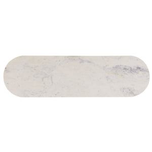 Shina Oval Console Table With Marble Top And Solid Wood Base, Sleek Oval Silhouette For Entryways