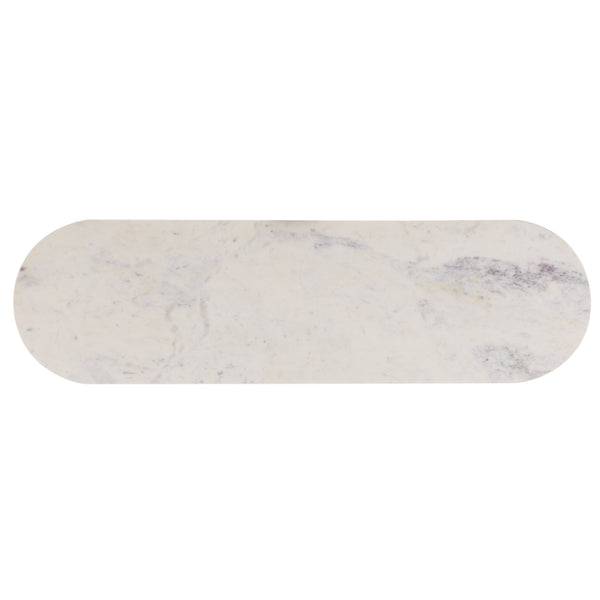 Shina Oval Console Table With Marble Top And Solid Wood Base, Sleek Oval Silhouette For Entryways