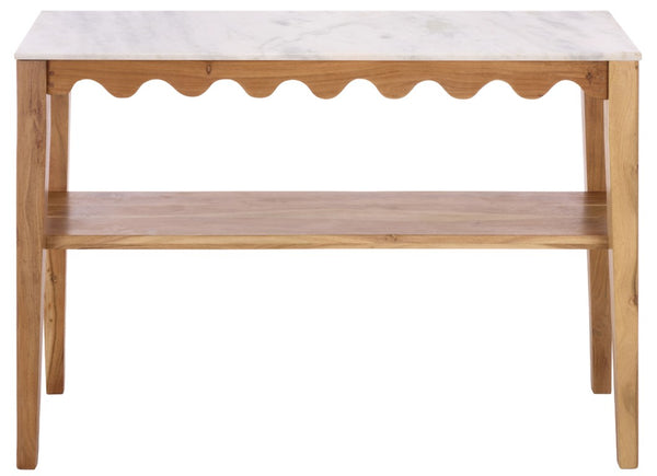 Safavieh Zemfira Marble Top Console Table with Wood Base for Entryway or Living Room CNS3709A