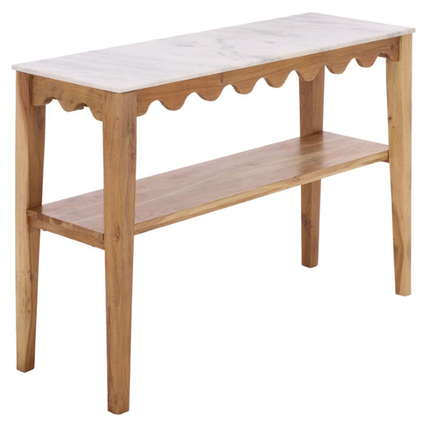 Safavieh Zemfira Marble Top Console Table with Wood Base for Entryway or Living Room CNS3709A