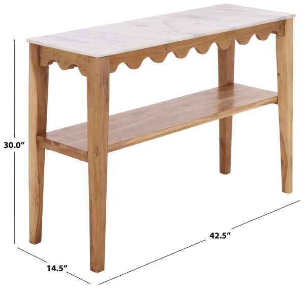 Safavieh Zemfira Marble Top Console Table with Wood Base for Entryway or Living Room CNS3709A