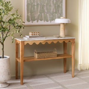 Safavieh Zemfira Marble Top Console Table with Wood Base for Entryway or Living Room CNS3709A