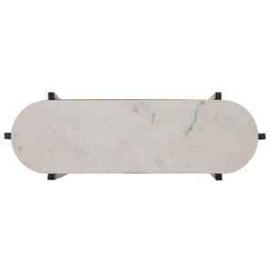 Safavieh Shani Two Tier Console Table Marble Top Mango Wood Shelf Iron Frame Entryway CNS3711A