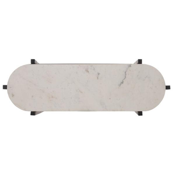 Safavieh Shani Two Tier Console Table Marble Top Mango Wood Shelf Iron Frame Entryway CNS3711A