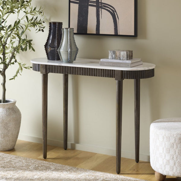 Safavieh Lorraine Marble Top Console Table with Mango Wood Base for Entryway or Living Room CNS3712A