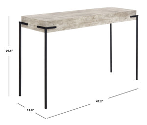 Safavieh Eli Console Table - Minimalist Light Grey Faux Concrete Top With Sturdy Black Iron Legs For Modern Spaces CNS4200A