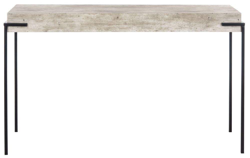 Safavieh Eli Console Table - Minimalist Light Grey Faux Concrete Top With Sturdy Black Iron Legs For Modern Spaces CNS4200A