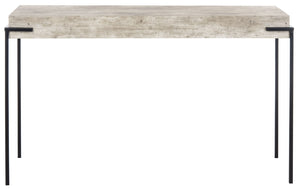 Safavieh Eli Console Table - Minimalist Light Grey Faux Concrete Top With Sturdy Black Iron Legs For Modern Spaces CNS4200A