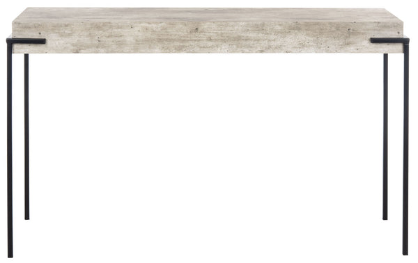 Safavieh Eli Console Table - Minimalist Light Grey Faux Concrete Top With Sturdy Black Iron Legs For Modern Spaces CNS4200A