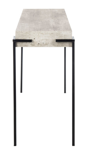 Safavieh Eli Console Table - Minimalist Light Grey Faux Concrete Top With Sturdy Black Iron Legs For Modern Spaces CNS4200A