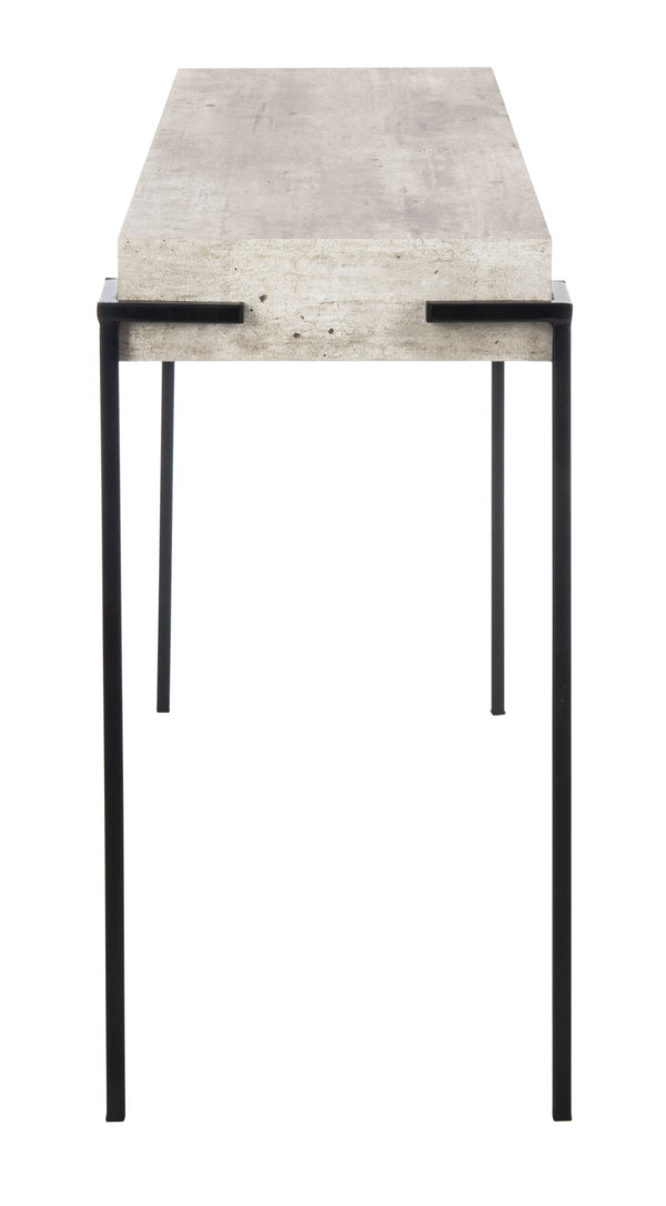 Safavieh Eli Console Table - Minimalist Light Grey Faux Concrete Top With Sturdy Black Iron Legs For Modern Spaces CNS4200A