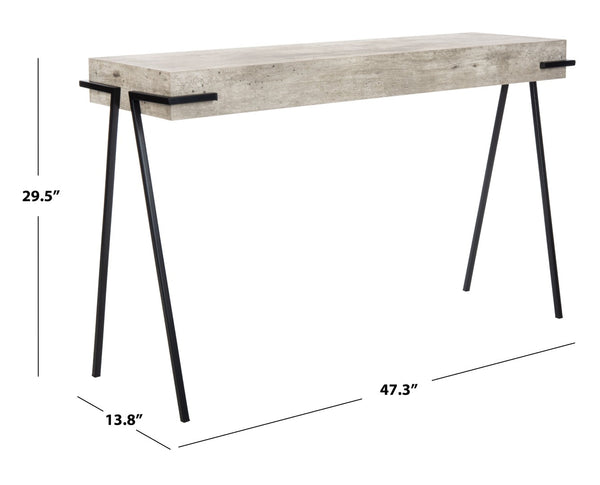Safavieh Jett Contemporary Rectangle Console Table With Light Grey Faux-Concrete Top & Black Iron Legs CNS4201A