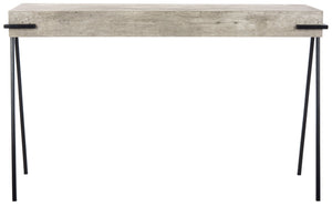 Safavieh Jett Contemporary Rectangle Console Table With Light Grey Faux-Concrete Top & Black Iron Legs CNS4201A