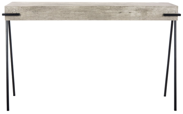 Safavieh Jett Contemporary Rectangle Console Table With Light Grey Faux-Concrete Top & Black Iron Legs CNS4201A