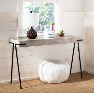 Safavieh Jett Contemporary Rectangle Console Table With Light Grey Faux-Concrete Top & Black Iron Legs CNS4201A