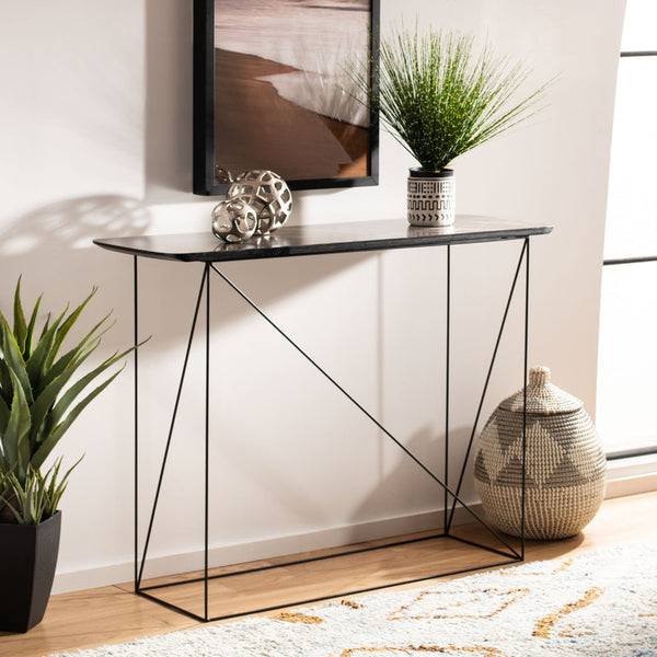 Safavieh Rylee Console Table - Modern Minimalist Design For Entryways, Living Rooms, And Hallways Decor Dark Sandstone / Black CNS4202B