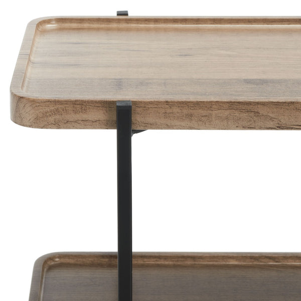 Safavieh Atwell Rustic Industrial 2-Shelf Console Table With Black Metal Legs & Oak Finish For Entryways CNS4204A