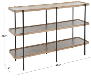 Safavieh Atwell Rustic Industrial 2-Shelf Console Table With Black Metal Legs & Oak Finish For Entryways CNS4204A