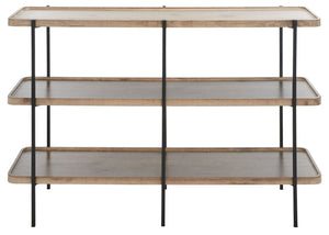 Safavieh Atwell Rustic Industrial 2-Shelf Console Table With Black Metal Legs & Oak Finish For Entryways CNS4204A