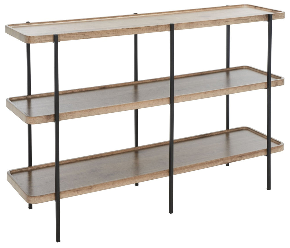 Safavieh Atwell Rustic Industrial 2-Shelf Console Table With Black Metal Legs & Oak Finish For Entryways CNS4204A