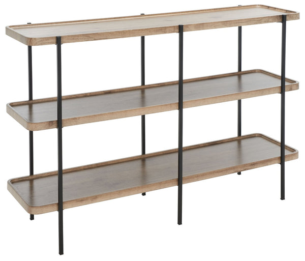 Safavieh Atwell Rustic Industrial 2-Shelf Console Table With Black Metal Legs & Oak Finish For Entryways CNS4204A