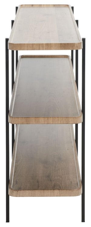 Safavieh Atwell Rustic Industrial 2-Shelf Console Table With Black Metal Legs & Oak Finish For Entryways CNS4204A