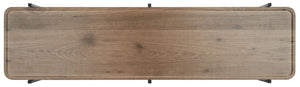 Safavieh Atwell Rustic Industrial 2-Shelf Console Table With Black Metal Legs & Oak Finish For Entryways CNS4204A